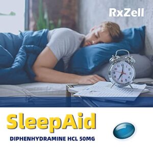 RXZELL Sleep Aid, Diphenhydramine HCl 50mg, 220 Softgels - Fall Asleep Faster, Deeper Restful Sleeping, Non Habit-Forming