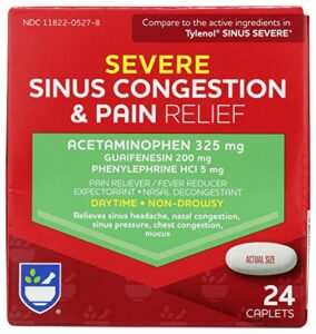 rite aid daytime severe sinus congestion & pain relief – acetaminophen, 325 mg – 24 caplets | multi-symptom non-drowsy | sinus relief | cold and flu medicine | severe cold & sinus medicine for adults