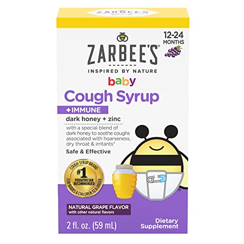 Zarbee's Baby Cough Syrup + Immune with Honey Natural Grape Flavor 2 Fl Oz