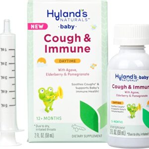 Hyland's Naturals Baby Cough & Immune with Agave, Elderberry & Pomegranate - Soothes Cough and Cold, & Supports Immunity - Daytime - 2 Fl. Oz.