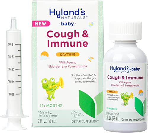 Hyland's Naturals Baby Cough & Immune with Agave, Elderberry & Pomegranate - Soothes Cough and Cold, & Supports Immunity - Daytime - 2 Fl. Oz.