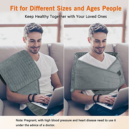 𝐔𝐩𝐠𝐫𝐚𝐝𝐞𝐝 Heating Pad for Back Pain and Cramps Relief, (12"x24"+20'') Large Menstrual Heating Pad with 4 Timer Auto Shut Off & 6 Heat Setting Electric Heat Pad with Belt, Dry & Moist Therapy