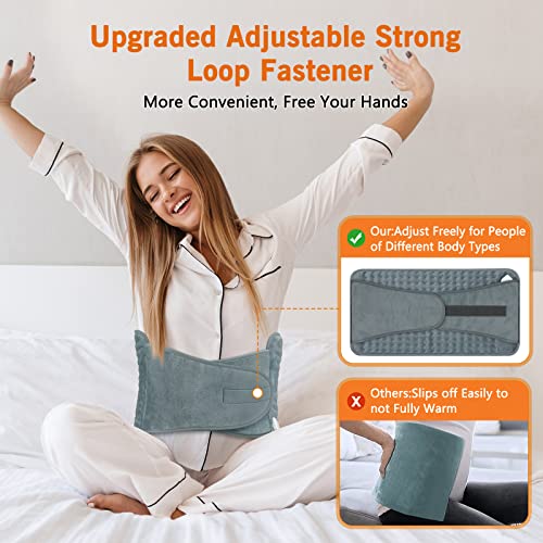 𝐔𝐩𝐠𝐫𝐚𝐝𝐞𝐝 Heating Pad for Back Pain and Cramps Relief, (12"x24"+20'') Large Menstrual Heating Pad with 4 Timer Auto Shut Off & 6 Heat Setting Electric Heat Pad with Belt, Dry & Moist Therapy