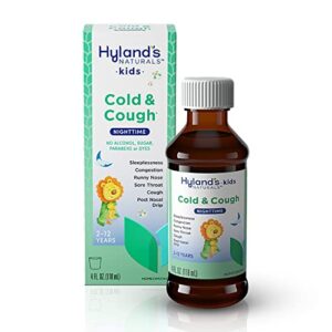 Hyland's Naturals Cold Medicine for Kids Ages 2+, Nighttime Cough Syrup, Decongestant, Allergy & Common Cold Symptom Relief, 4 Fl Oz