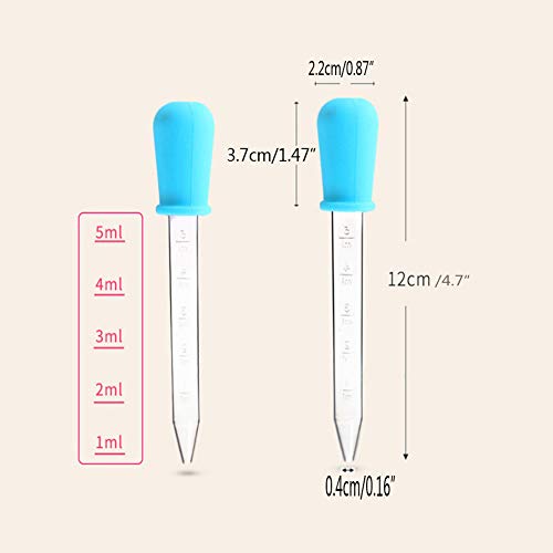 5ml Liquid Droppers Medicine Silicone and Plastic Pipettes Eye Dropper with Bulb Tip for Kids Candy Molds (8 Pack)