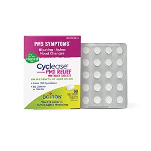 boiron cyclease pms relief tablets for symptoms from pms of bloating, aches, mood swings, and irritability – 60 count