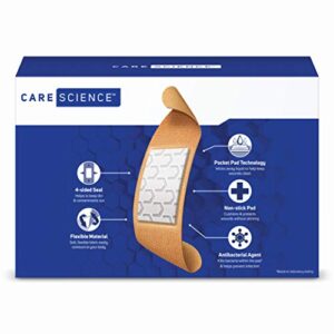 Care Science Antibacterial Fabric Adhesive Bandages, 200 ct Bulk Assorted Sizes | Flexible + Breathable Protection Helps Prevent Infection for First Aid and Wound Care