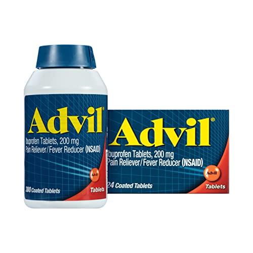 Advil Pain Reliever and Fever Reducer, Pain Relief Medicine with Ibuprofen 200mg for Headache, Backache, Menstrual Pain and Joint Pain Relief - 300+24 Coated Tablets