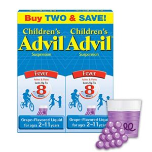 children’s advil fever reducer/pain reliever, 100mg ibuprofen (grape flavor oral suspension, 4 fl. oz. bottle, pack of 2)