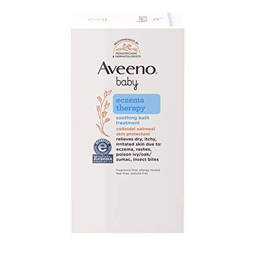 Aveeno Baby Eczema Therapy Soothing Bath Treatment for Relief of Dry, Itchy & Irritated Skin,Made with Natural Colloidal Oatmeal, Fragrance-Paraben-, Steroid- & Tear-Free, 10 ct ( Packaging May Vary )