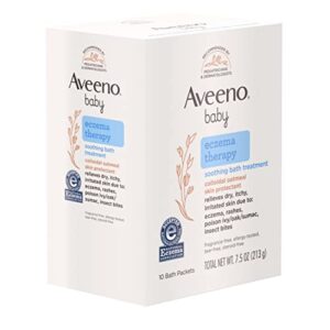 Aveeno Baby Eczema Therapy Soothing Bath Treatment for Relief of Dry, Itchy & Irritated Skin,Made with Natural Colloidal Oatmeal, Fragrance-Paraben-, Steroid- & Tear-Free, 10 ct ( Packaging May Vary )