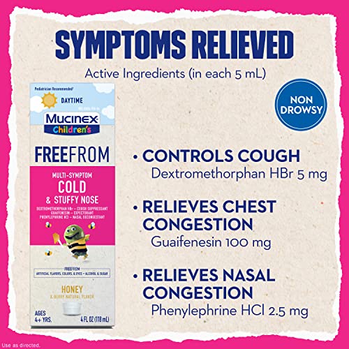 Mucinex Children's Liquid - FreeFrom Multi-Symptom Cold & Stuffy Nose 4oz