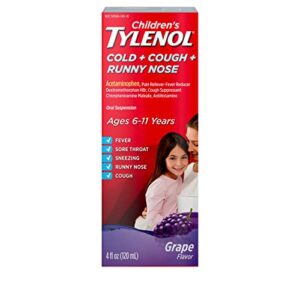 tylenol children’s cold + cough + runny nose oral suspension, grape, 4 fl. oz