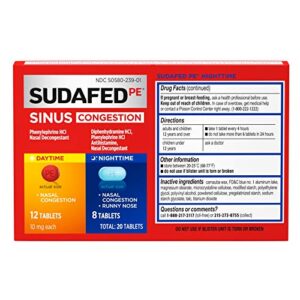 Sudafed PE Day and Night Sinus Pressure & Congestion Tablets, 20 Count