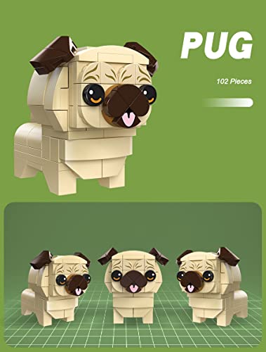 Apostrophe Games Dogs & Friends Building Block Sets - 6 Animals to Build, 661 Pieces - Corgi, Husky, Pug, Shiba Inu, Yorkshire Terrier, Squirrel