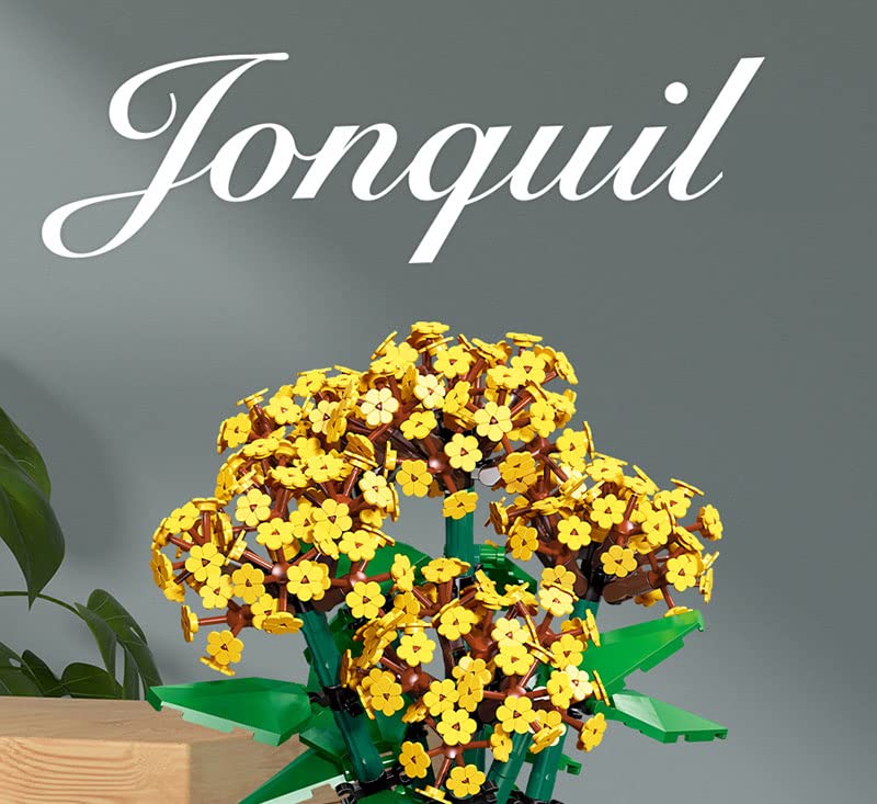 Apostrophe Games Daffodil/Jonquil Flower Building Block Set - 842 Pcs - Unique Plant Sets to Build and Display, Models for Adults and Kids