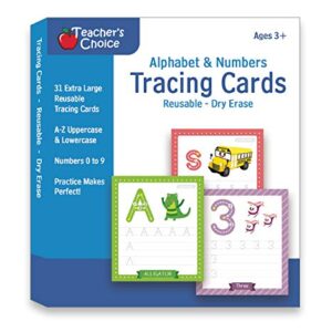 Apostrophe Games Alphabet & Number Tracing Cards, Reusable, Dry Erase, Upper & Lower Case, 31 Large Reusable Cards, Repetitive Tracing Alphabet and Number Cards, Improve Writing Skills, Flash Cards