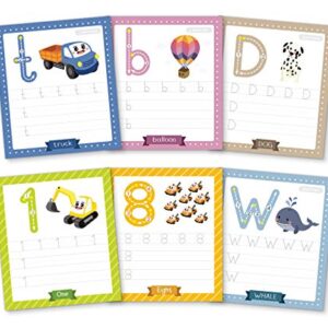 Apostrophe Games Alphabet & Number Tracing Cards, Reusable, Dry Erase, Upper & Lower Case, 31 Large Reusable Cards, Repetitive Tracing Alphabet and Number Cards, Improve Writing Skills, Flash Cards