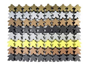 apostrophe games multi-color wooden board game accessories – board game tokens, player pieces, creative projects (80 metallic meeples)