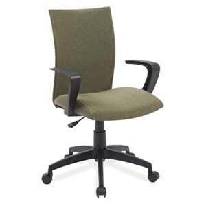 leick linen apostrophe office chair with black caster base, sage green
