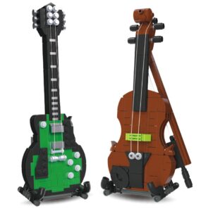 apostrophe games guitar & violin building block sets – musical instruments, 422 pieces – compatible with the major brand building bricks