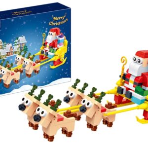 Apostrophe Games Santa's Sleigh Building Block Set - 258 Pieces - Santa Claus Christmas Sleigh with Reindeer - Perfect Stocking Stuffer