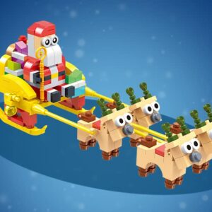 Apostrophe Games Santa's Sleigh Building Block Set - 258 Pieces - Santa Claus Christmas Sleigh with Reindeer - Perfect Stocking Stuffer
