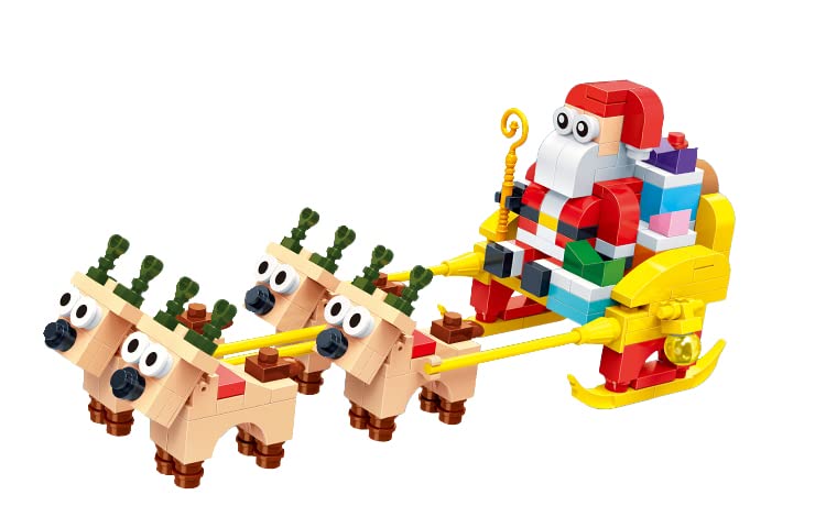 Apostrophe Games Santa's Sleigh Building Block Set - 258 Pieces - Santa Claus Christmas Sleigh with Reindeer - Perfect Stocking Stuffer