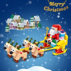 Apostrophe Games Santa's Sleigh Building Block Set - 258 Pieces - Santa Claus Christmas Sleigh with Reindeer - Perfect Stocking Stuffer