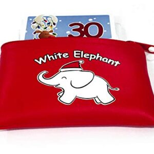 Apostrophe Games White Elephant Card Set, 50 Christmas Themed Cards and Carrying Pouch, White Elephant Exchange Card Set