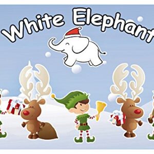 Apostrophe Games White Elephant Card Set, 50 Christmas Themed Cards and Carrying Pouch, White Elephant Exchange Card Set