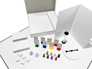 create your own board game set – diy game kit with blank game board, game pieces, blank cards, dice, spinner, rulebook, sand timer – complete build your own game set for family board games