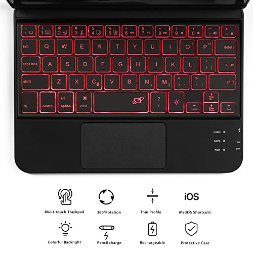 LENRICH iPad Mini 6 case with Keyboard 2021 8.3 inch 6th Generation Trackpad Backlit 7 Color,Backlight Wireless Accessories 360 Rotation Smart Protective Cover touchpad