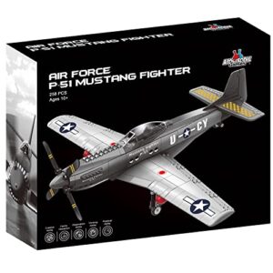 Apostrophe Games WW2 P-51 Mustang Fighter Plane Building Block Set – 258 -Pcs Building Toys Set – Plane Toy for Kids Older Than 10 and Adults – Compatible with All Building Bricks