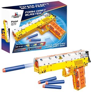 apostrophe games foam dart blaster toy gun building block set (222 pieces) build and shoot foam darts