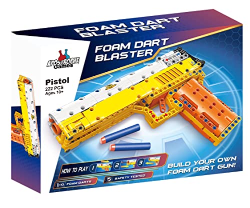 Apostrophe Games Foam Dart Blaster Toy Gun Building Block Set (222 Pieces) Build and Shoot Foam Darts