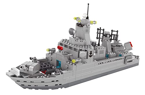 Apostrophe Games Navy Destroyer Building Block Set - 528 Pieces - Building Block Set for Kids and Adults - Compatible with All Building Bricks