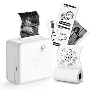 phomemo m02pro mini sticker printer – 300dpi bluetooth pocket printer, 15/25/50mm label maker, compatible with ios & android, wireless printer for retro picture, gift, office, home labeling- white