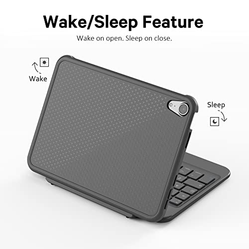 GreenLaw iPad Mini 6 2021 Case with Keyboard, Magnetic Detachable, Bluetooth Wireless, Silicone+ABS Case, Type-C Rechargeable Keyboard Case for 8.3 inch iPad Mini 6, Grey