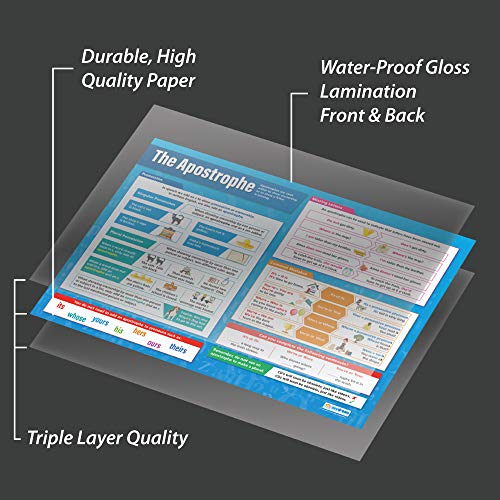 The Apostrophe | English Posters for Common Core State Standards (CCSS) | Laminated Gloss Paper 33” x 23.5” | Language Arts Classroom Posters | Education Charts by Daydream