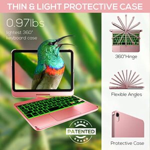 typecase Touch Keyboard for iPad Mini 6 Keyboard 2021: 10 Colors Backlit Keyboard for 8.3-inch iPad Mini 6th Generation, 360 Rotating Protective Case, Slim Wireless Keyboard Case (Rose Gold)