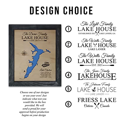 Personalized House Decor Wood Lake Map of Any Lake - Customized Handmade Gifts for Lake House Wall Decor