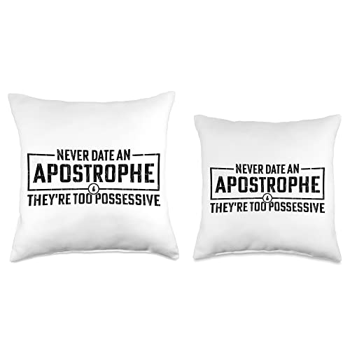 Funny English Apostrophe Graphic & More English Apostrophe Funny Language Teacher Teaching Graphic Throw Pillow, 18x18, Multicolor