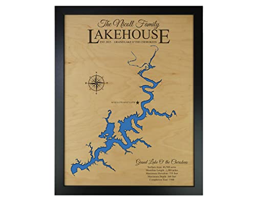 Personalized House Decor Wood Lake Map of Any Lake - Customized Handmade Gifts for Lake House Wall Decor