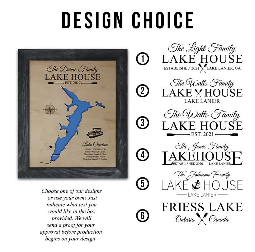 Personalized House Decor Wood Lake Map of Any Lake - Customized Handmade Gifts for Lake House Wall Decor