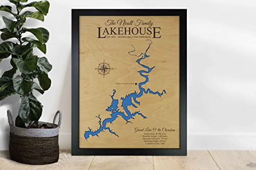 Personalized House Decor Wood Lake Map of Any Lake - Customized Handmade Gifts for Lake House Wall Decor