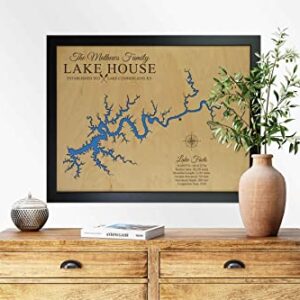 Personalized House Decor Wood Lake Map of Any Lake - Customized Handmade Gifts for Lake House Wall Decor