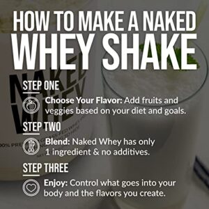 Naked WHEY 5LB 100% Grass Fed Unflavored Whey Protein Powder - US Farms, Only 1 Ingredient, Undenatured - No GMO, Soy or Gluten - No Preservatives - Promote Muscle Growth and Recovery - 76 Servings