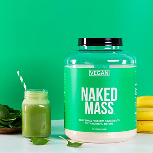 Naked Mass - Chocolate Vegan Weight Gainer - 8lb Bulk, GMO Free, Gluten Free, Soy Free & Dairy Free. No Artificial Ingredients – 1,280 Calories – 11 Servings