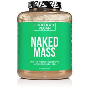 naked mass – chocolate vegan weight gainer – 8lb bulk, gmo free, gluten free, soy free & dairy free. no artificial ingredients – 1,280 calories – 11 servings